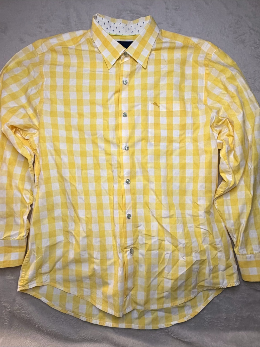 Tommy Bahama Yellow and White Gingham Button-Down Shirt